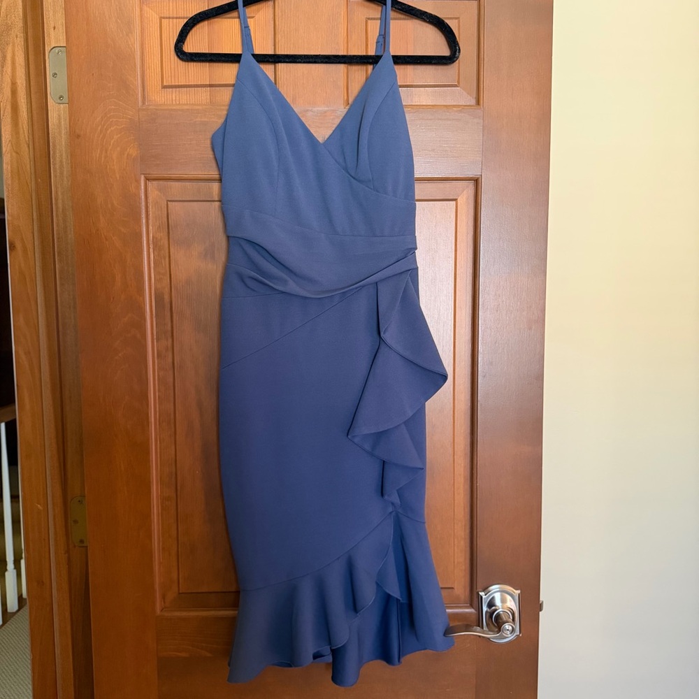 Emerald Sundae Blue Ruffle Midi Dress Size Medium